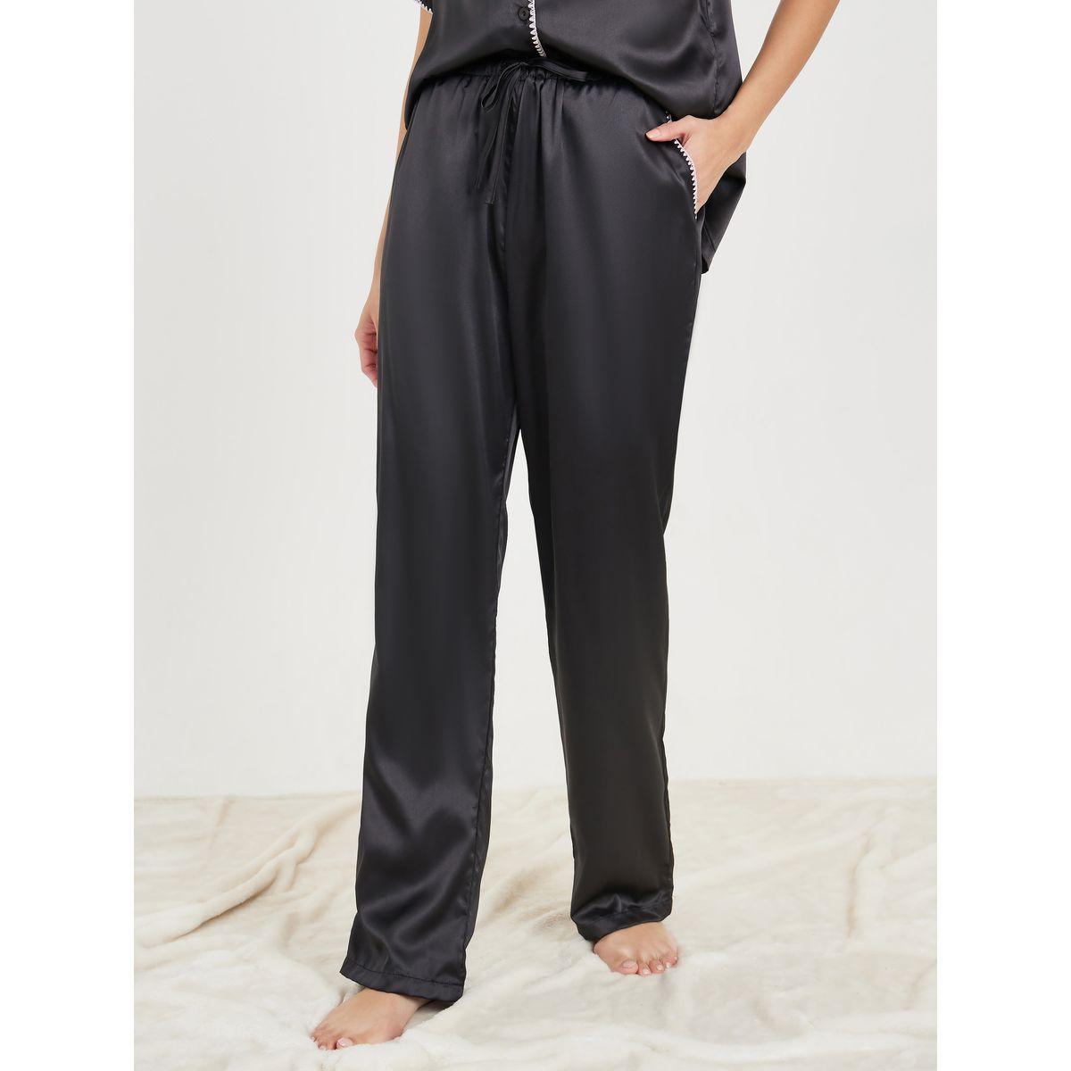 Styli Unwind Contrast Stitch Edge Satin Shirt and Pyjama Set-women-clothing-nightwear-pyjamas-longsets-image-5