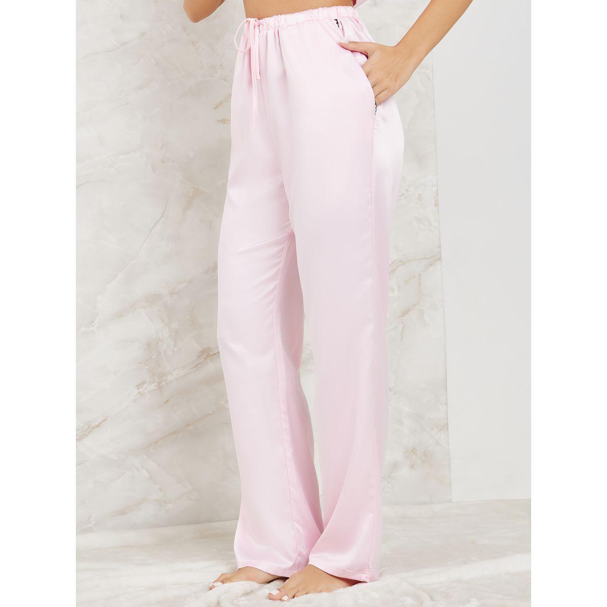 Styli Unwind Contrast Stitch Edge Satin Shirt & Pyjama Set-women-clothing-nightwear-pyjamas-longsets-image-5