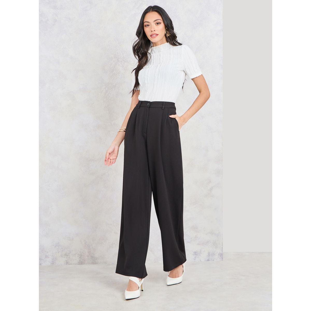 بنطال سادة بأرجل واسعة مع جيوب-women-clothing-bottoms-trousers-image-3