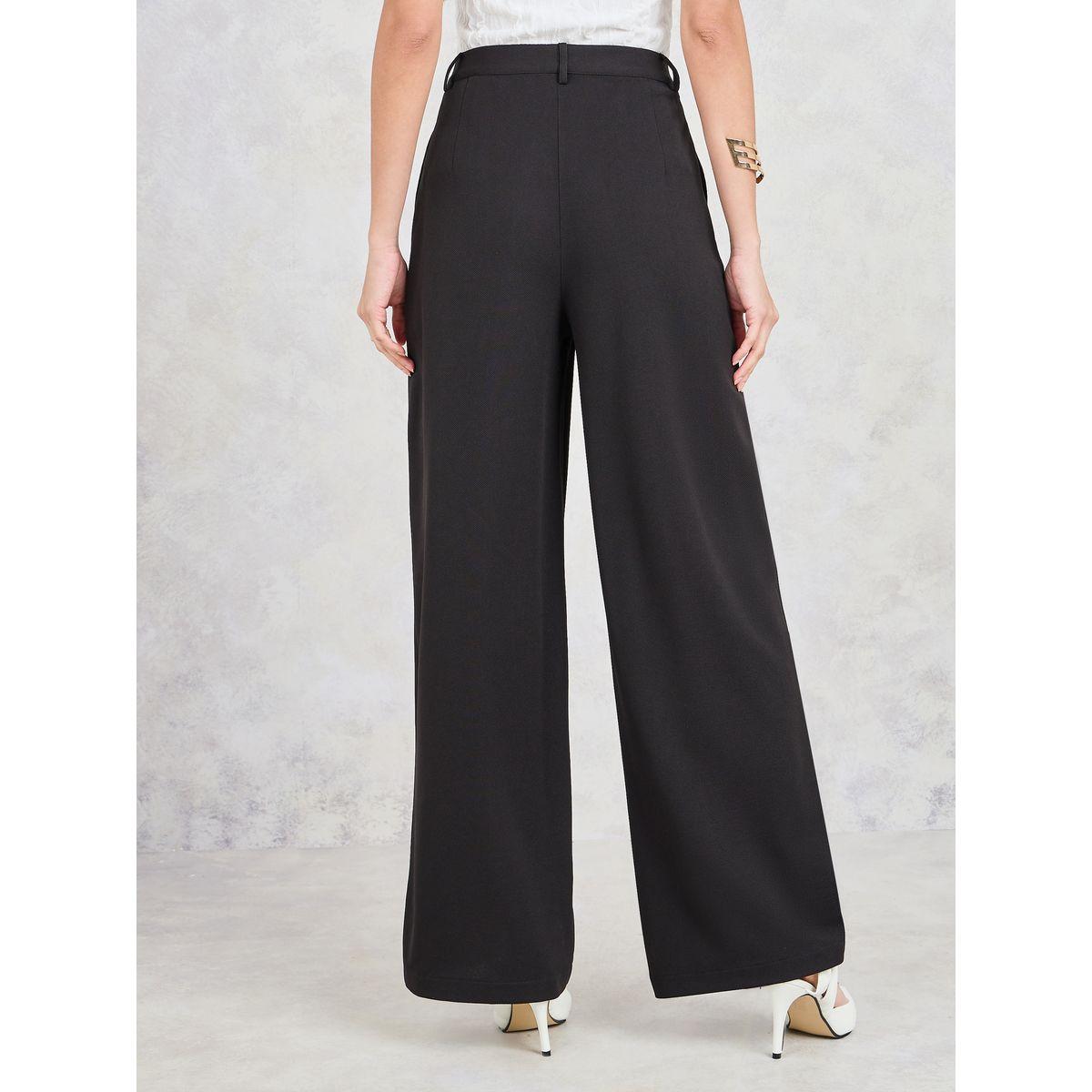 بنطال سادة بأرجل واسعة مع جيوب-women-clothing-bottoms-trousers-image-1