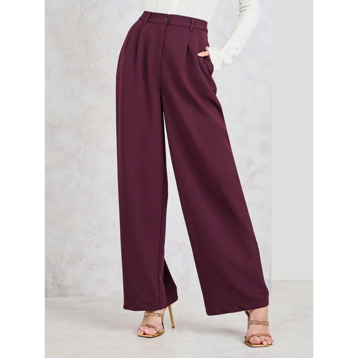 Styli Solid Wide Leg Pants with Pockets-women-clothing-bottoms-trousers-image-2