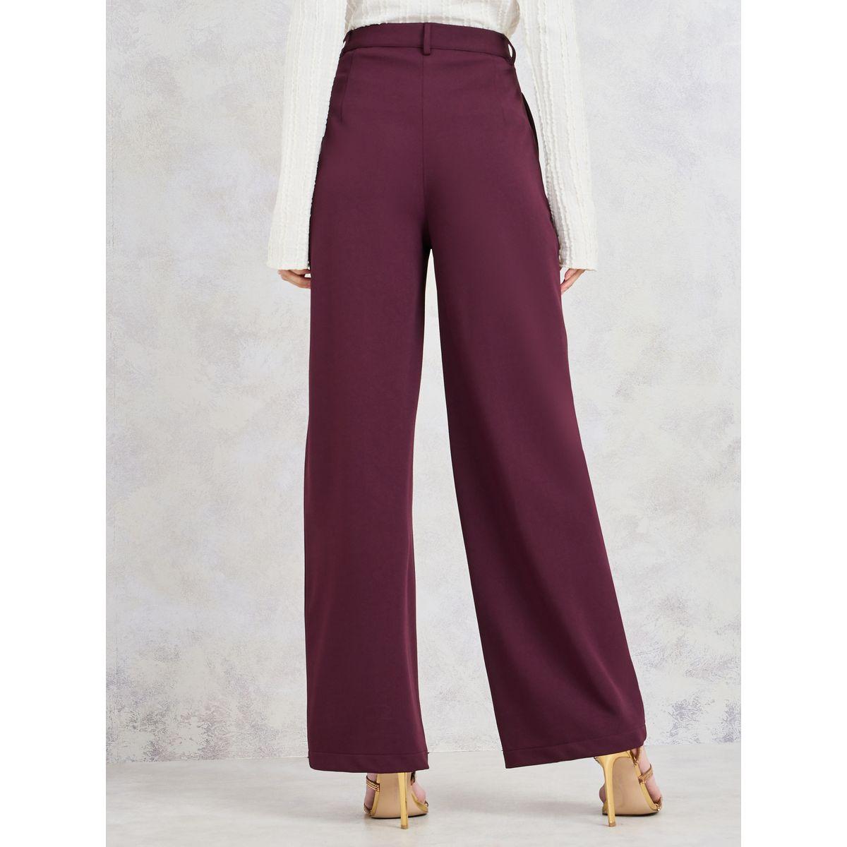 Styli Solid Wide Leg Pants with Pockets-women-clothing-bottoms-trousers-image-4