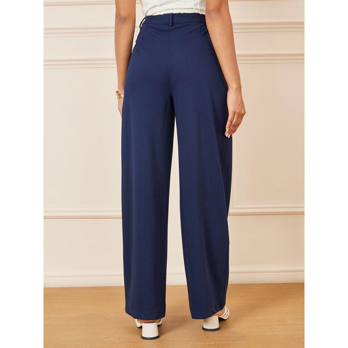 Styli Solid Wide Leg Pants with Pockets-women-clothing-bottoms-trousers-image-4