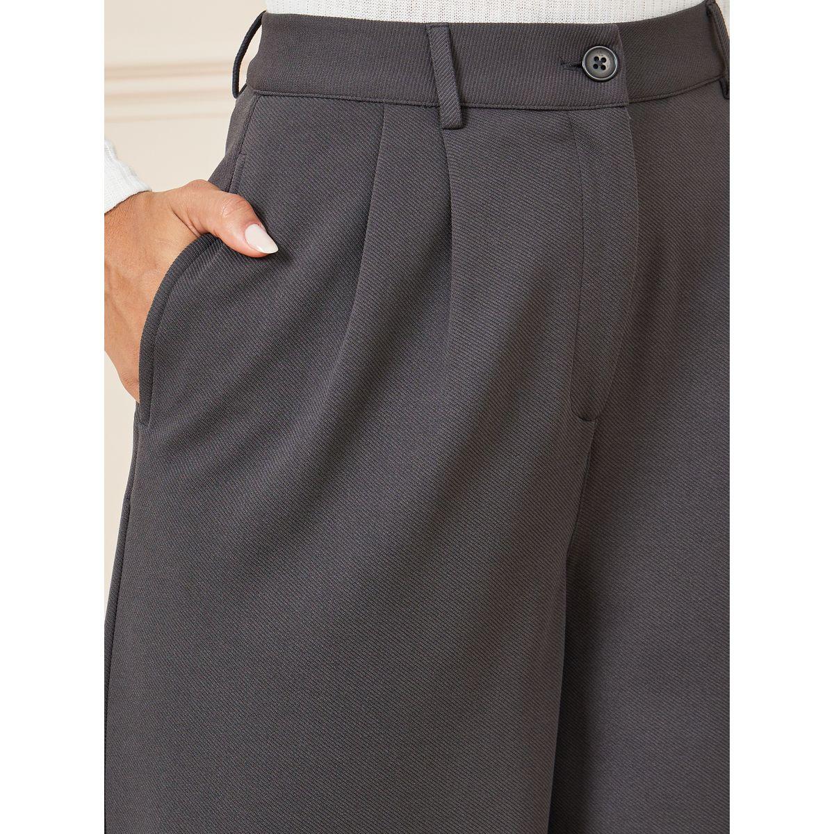 Styli Solid Wide Leg Pants with Pockets-women-clothing-bottoms-trousers-image-2