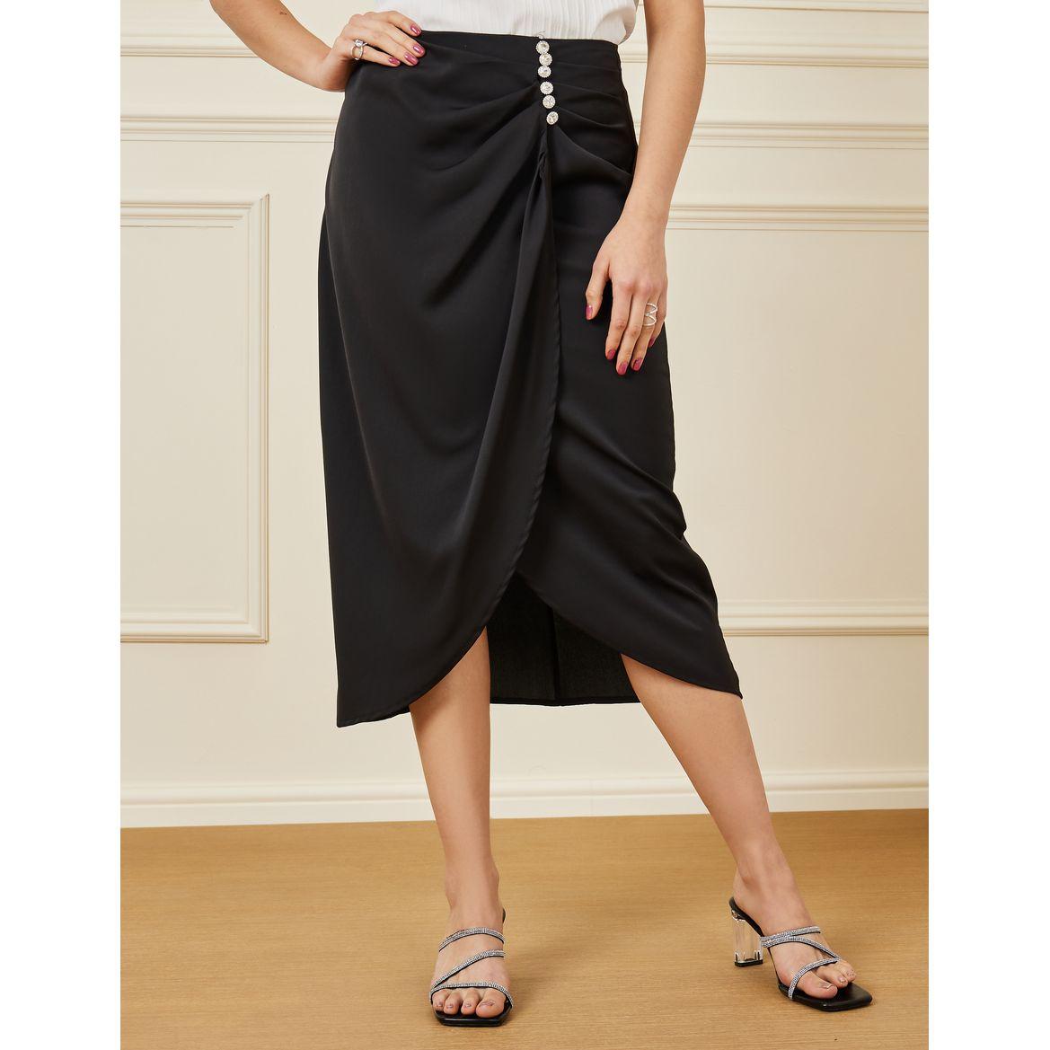 Styli Embellished Detail Wrap Front Pencil Skirt-women-clothing-bottoms-skirts-image-2