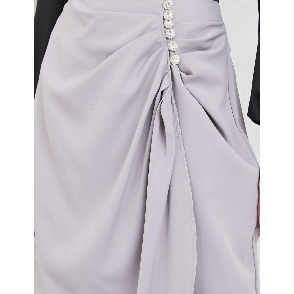 Styli Embellished Detail Wrap Front Pencil Skirt-women-clothing-bottoms-skirts-image-3
