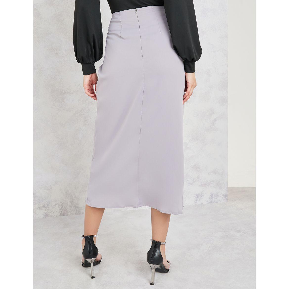 Styli Embellished Detail Wrap Front Pencil Skirt-women-clothing-bottoms-skirts-image-4