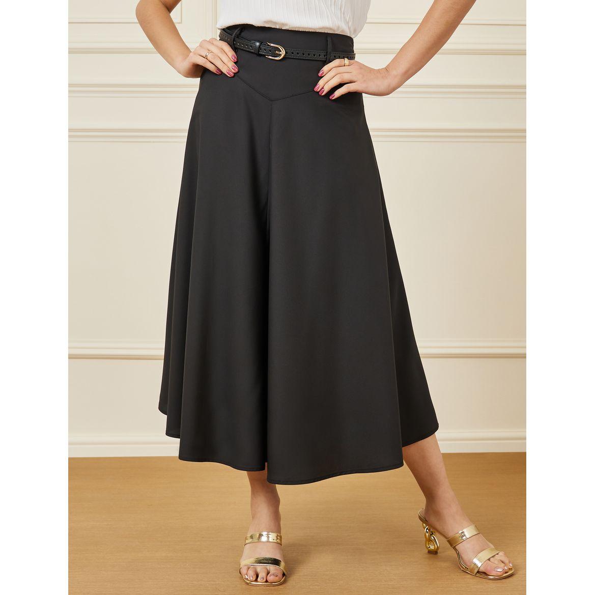 Styli Solid A-Line Skirt with Belt-women-clothing-bottoms-skirts-image-2