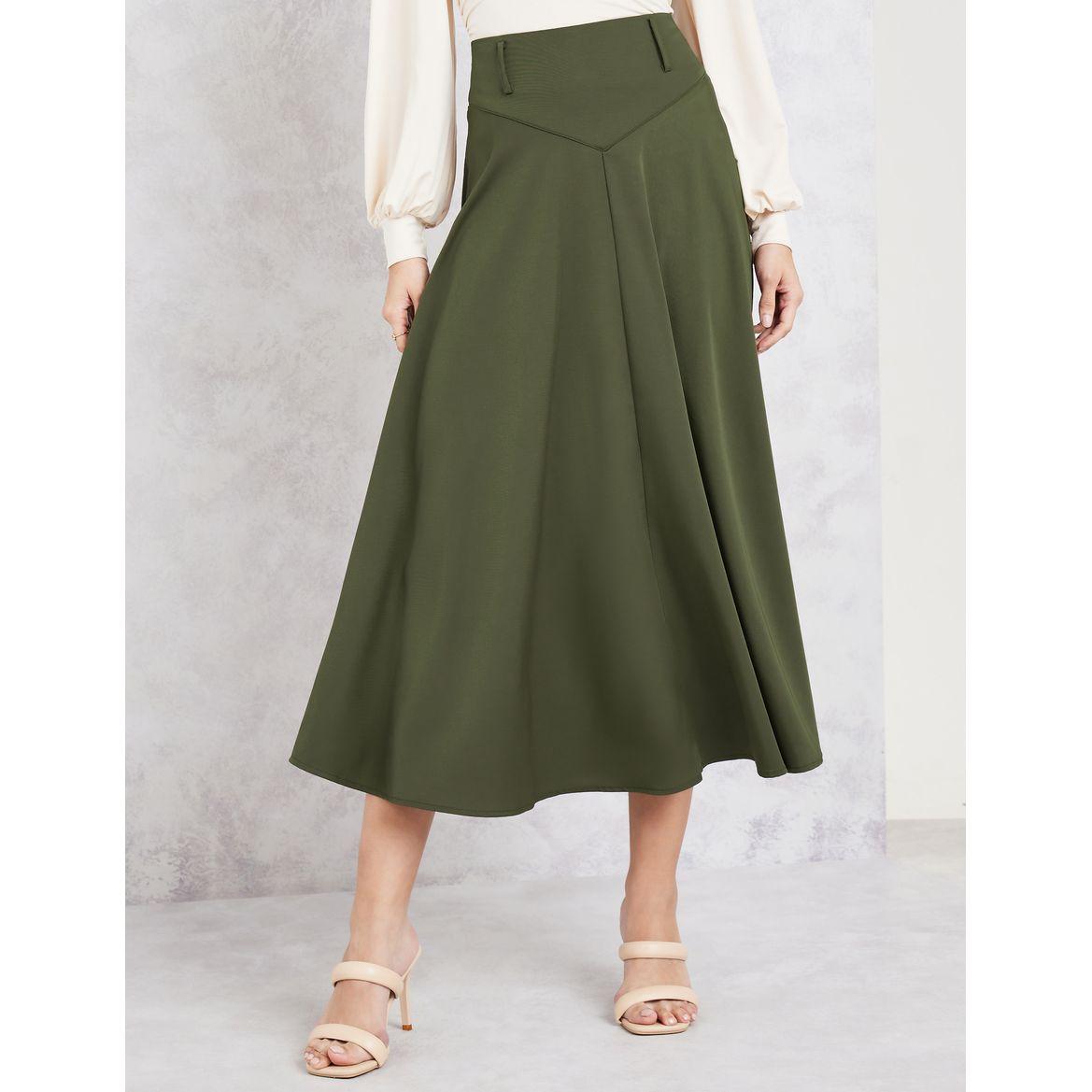 Styli Solid A-Line Skirt with Belt-women-clothing-bottoms-skirts-image-2