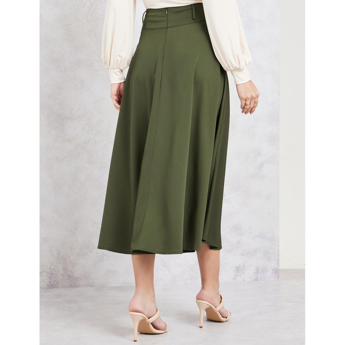 Styli Solid A-Line Skirt with Belt-women-clothing-bottoms-skirts-image-4