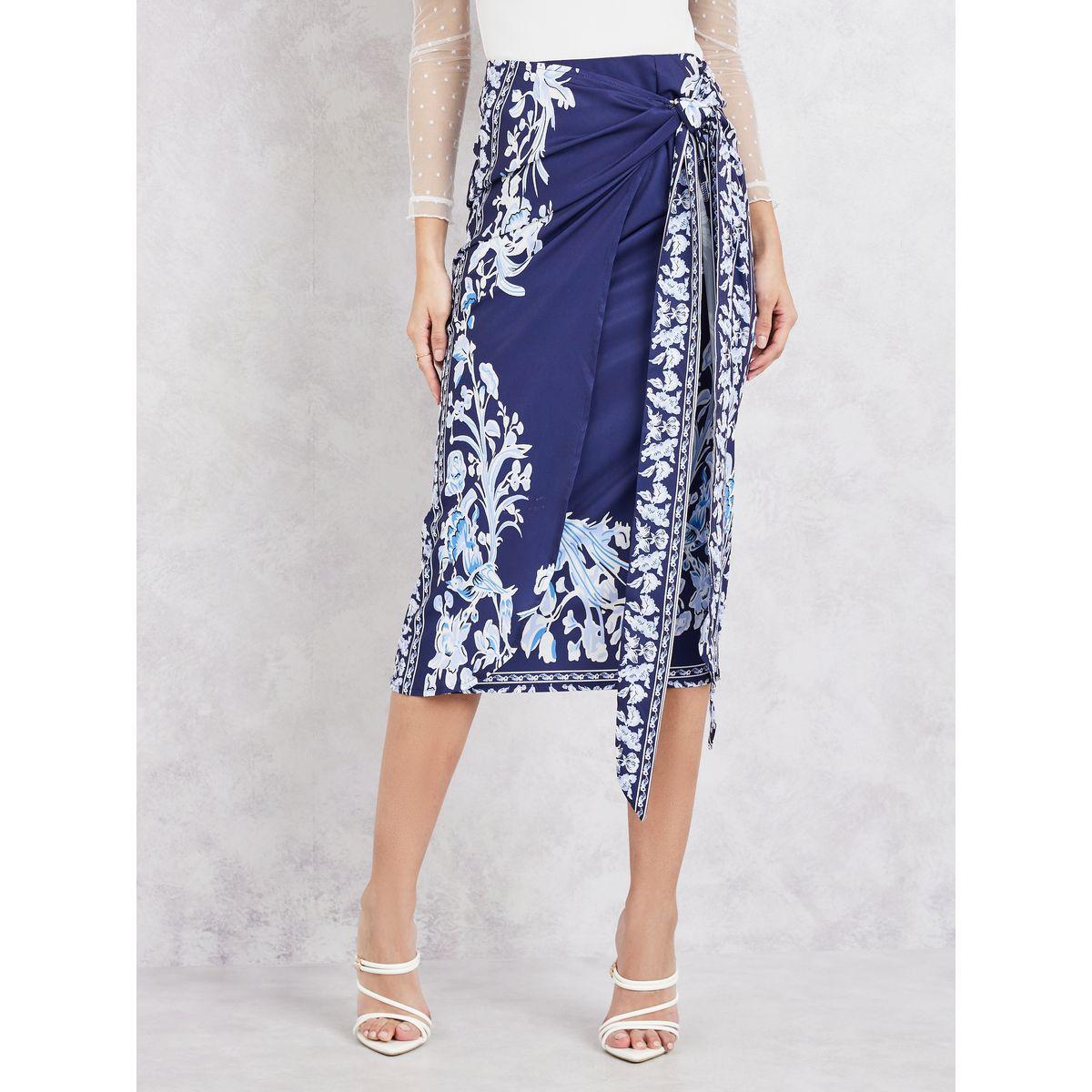 Styli Printed Wrap Front Detail Midi Skirt-women-clothing-bottoms-skirts-image-1