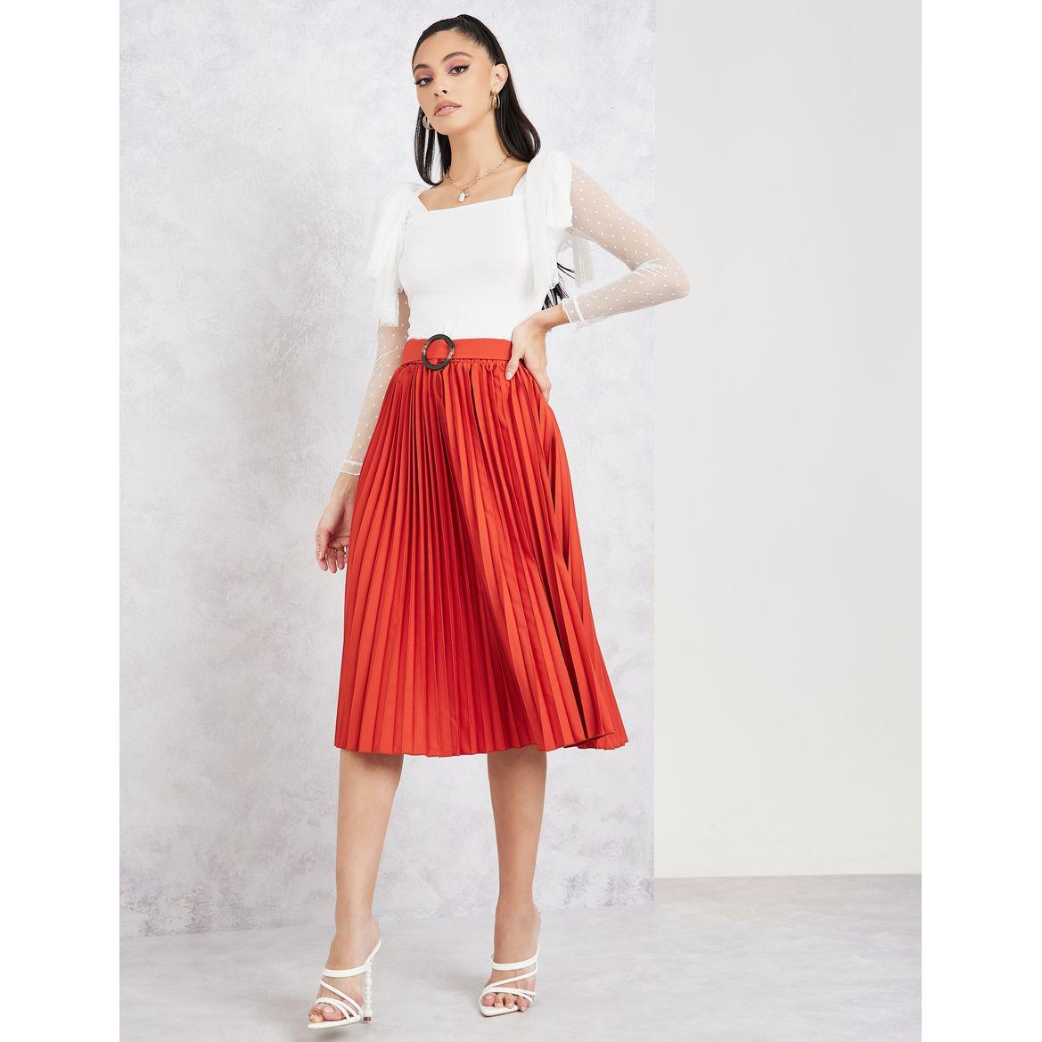 تنورة ميدي بكسرات وحزام خصر-women-clothing-bottoms-skirts-image-2