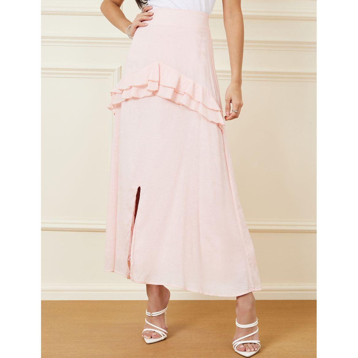 Styli Textured Ruffle Front Slit Detail Maxi Skirt-women-clothing-bottoms-skirts-image-2