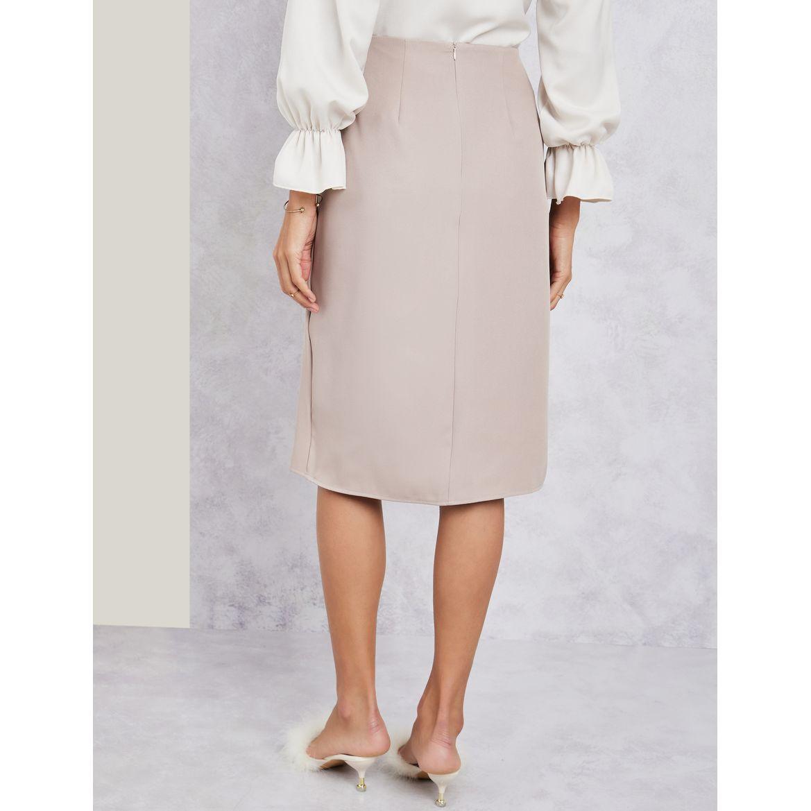 Styli Solid Faux Pearl Button Detail Midi Skirt-women-clothing-bottoms-skirts-image-4