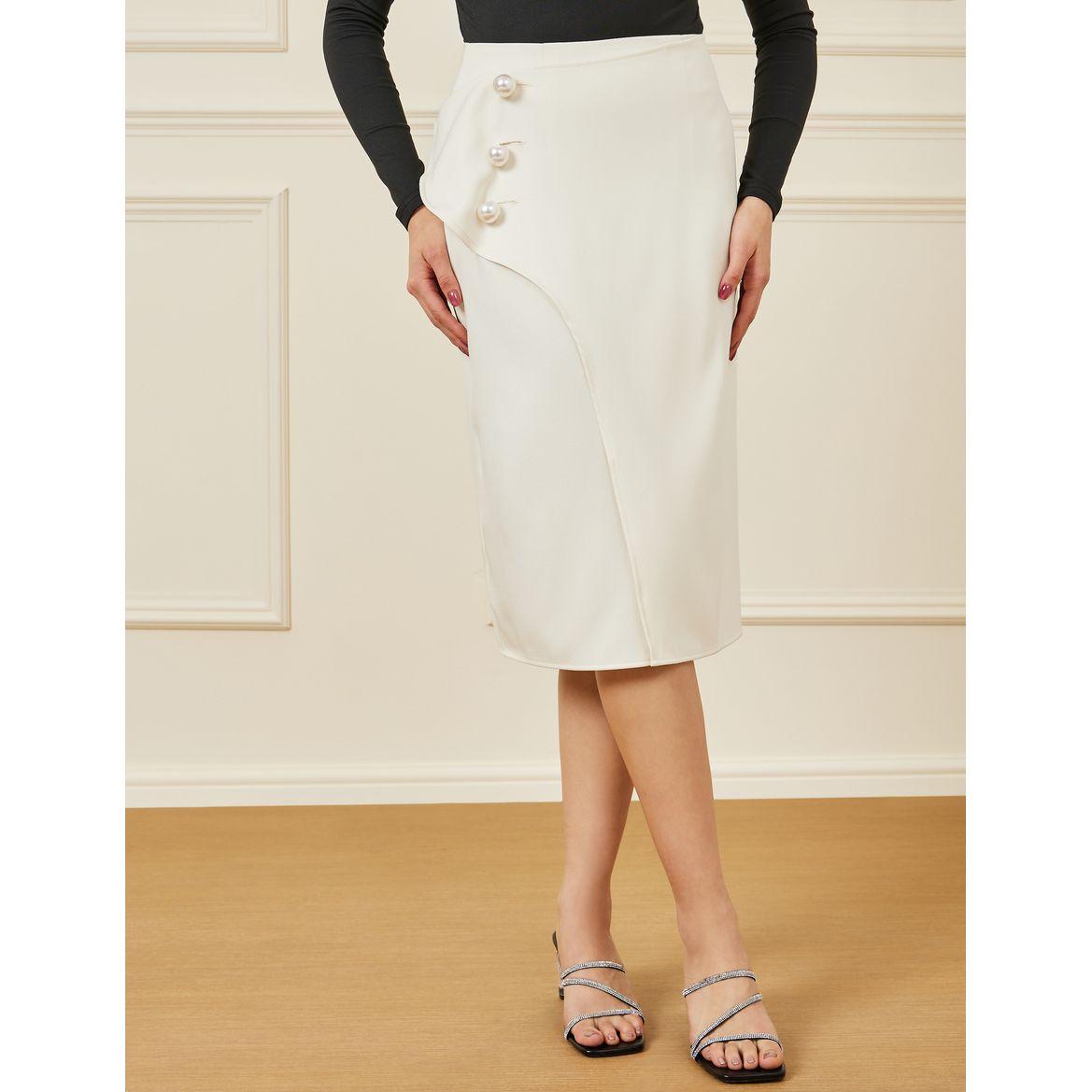Styli Solid Faux Pearl Button Detail Midi Skirt-women-clothing-bottoms-skirts-image-2