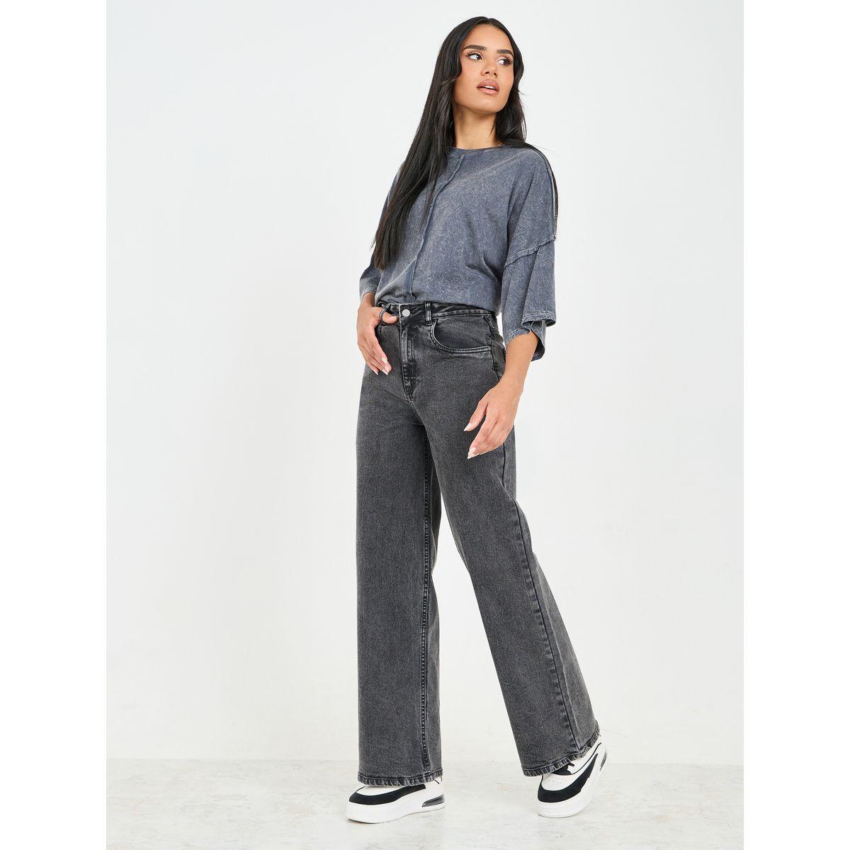 جينز ستيلي عالي الخصر عريض-women-clothing-bottoms-jeans-image-2