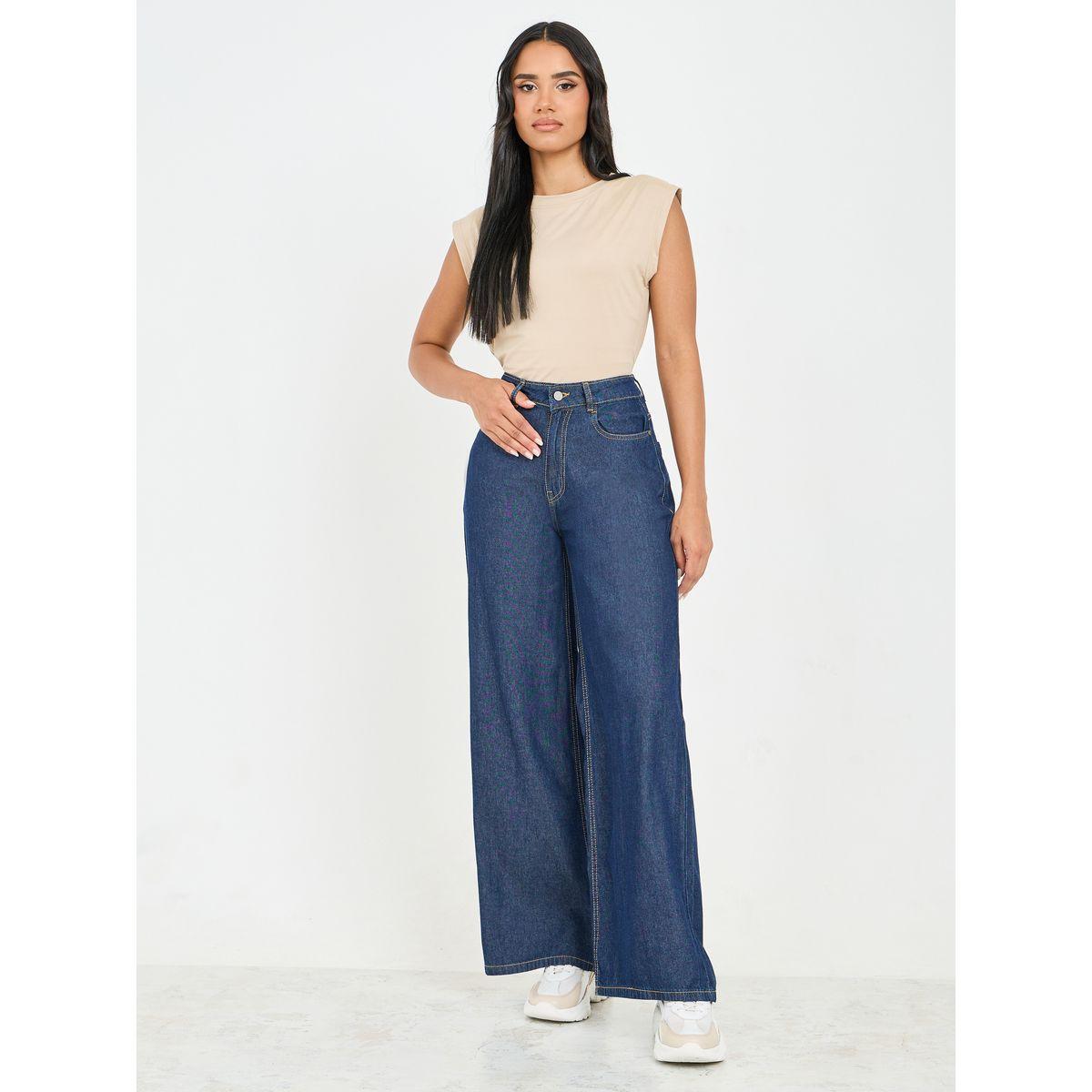 جينز بأرجل واسعة وخصر عالي-women-clothing-bottoms-jeans-image-2