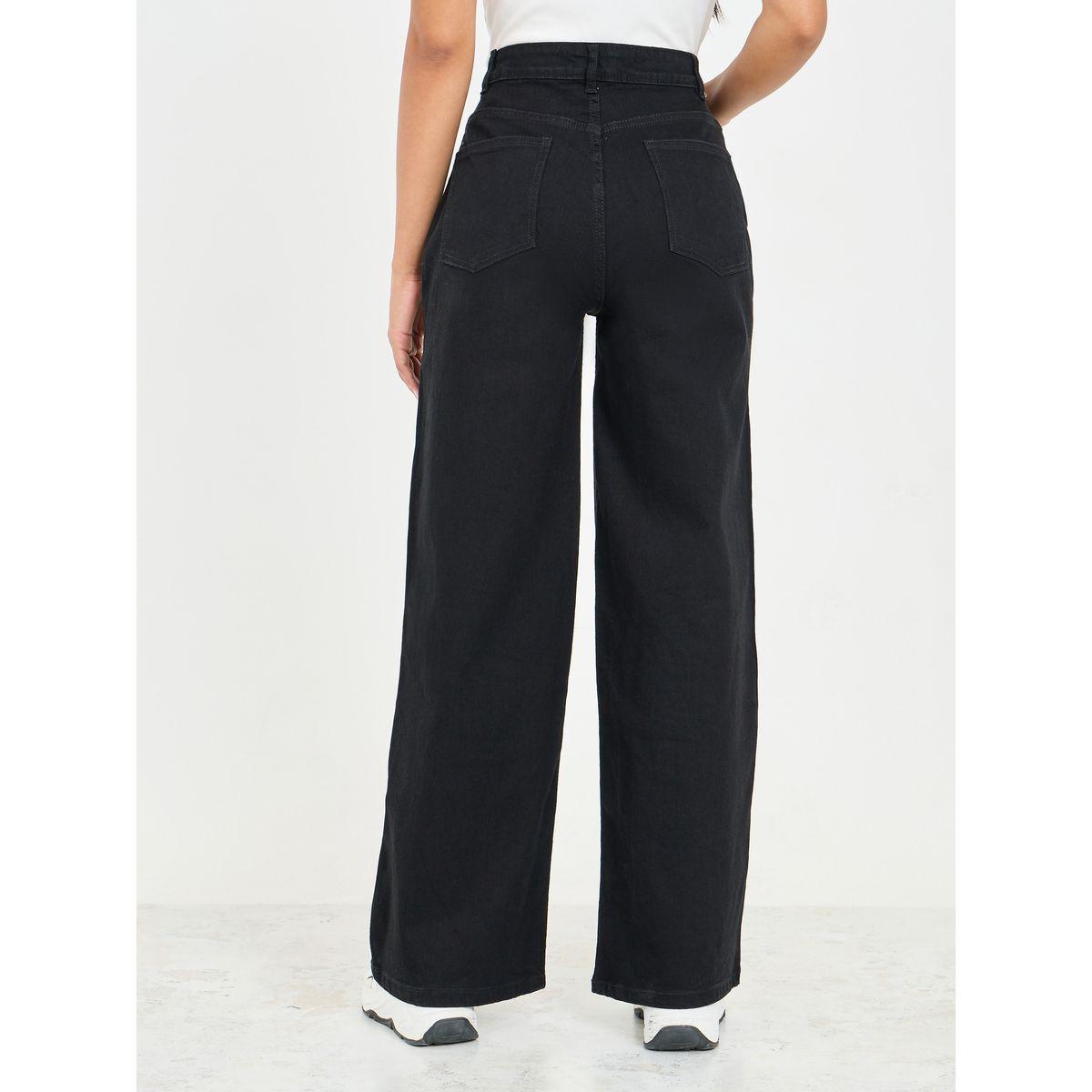 Styli Solid Wide Leg Denim Jeans-women-clothing-bottoms-jeans-image-4