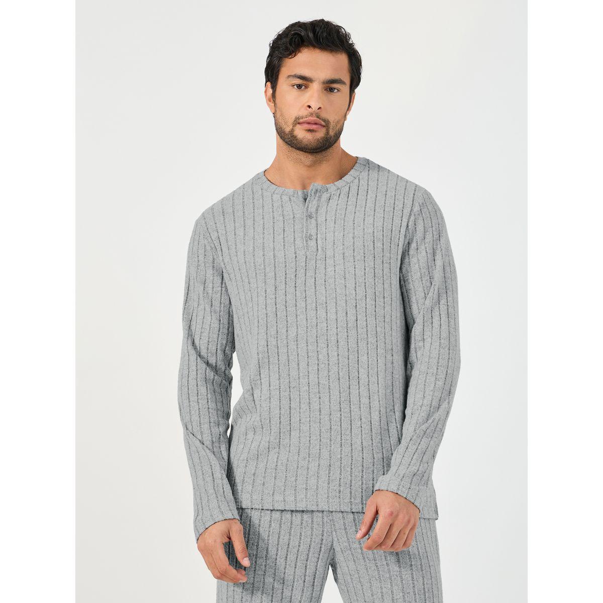 Styli Unwind Ribbed Long Sleeves T-Shirt & Open Hem Pyjama Set-men-clothing-nightwear-sets-image-2