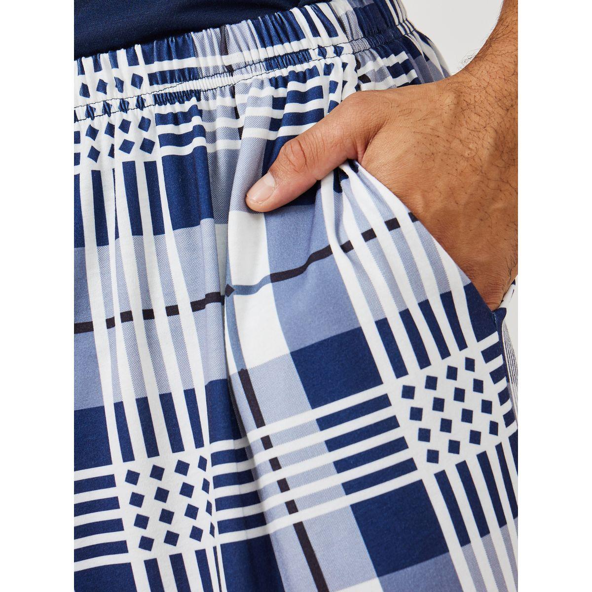 Styli Unwind Solid T-Shirt & Checkered Shorts Set-men-clothing-nightwear-sets-image-6