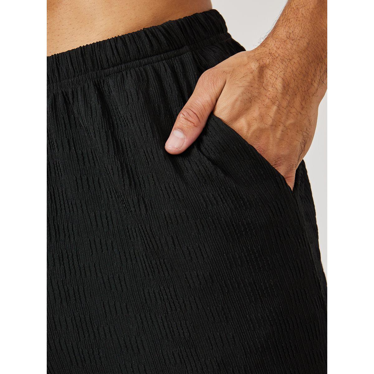 Styli Unwind Textured Half Placket T-Shirt & Shorts Set-men-clothing-nightwear-sets-image-5