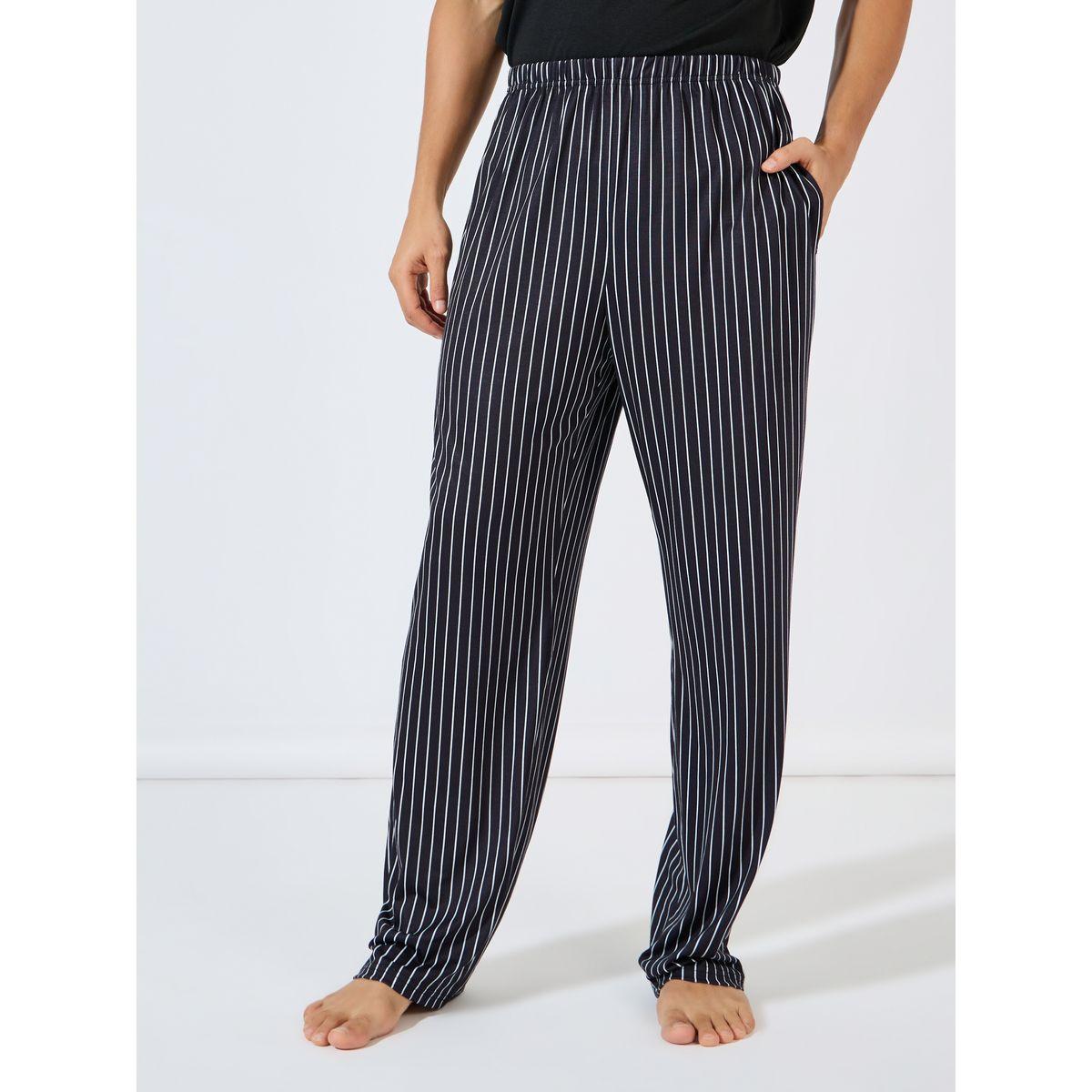 Styli Unwind Slogan Print T-Shirt & Striped Pyjama Set-men-clothing-nightwear-sets-image-5
