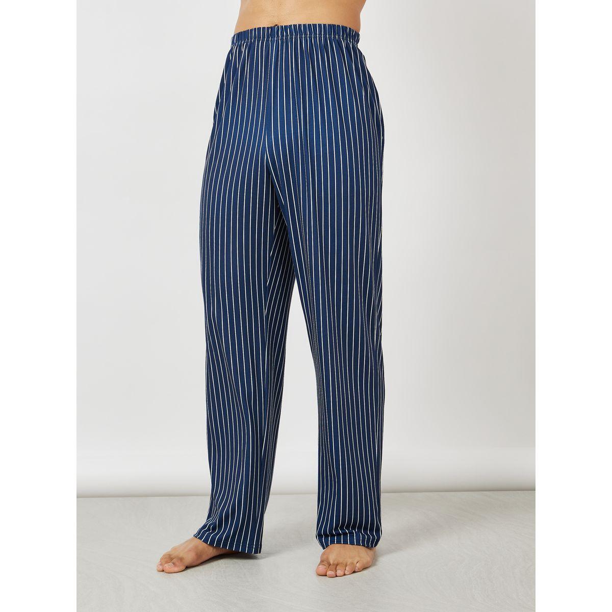 Styli Unwind Slogan Print T-Shirt & Striped Pyjama Set-men-clothing-nightwear-sets-image-5