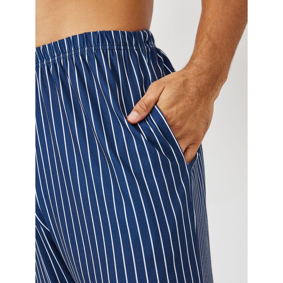 Styli Unwind Slogan Print T-Shirt & Striped Pyjama Set-men-clothing-nightwear-sets-image-6