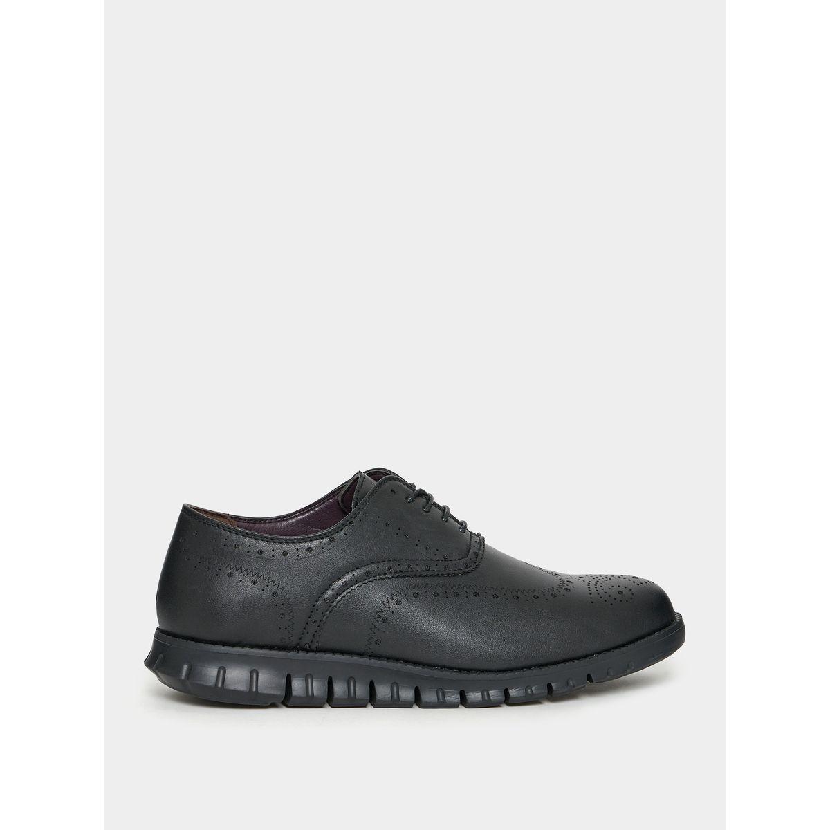 Styli Lace Up Faux Leather Flat Sole Shoes-men-shoes-loafersandmoccasins-image-1