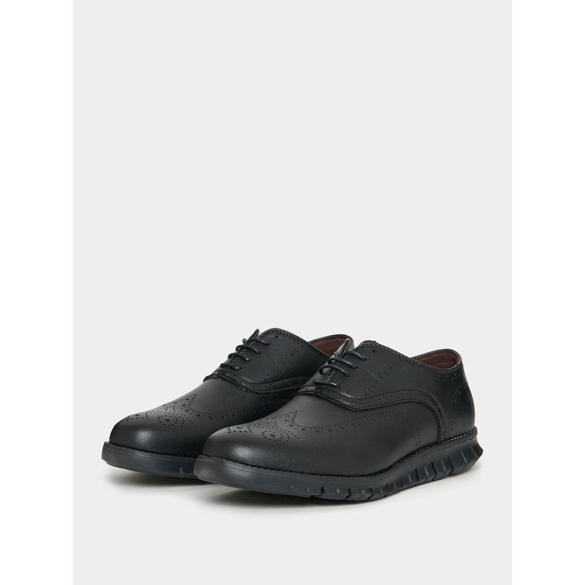 Styli Lace Up Faux Leather Flat Sole Shoes-men-shoes-loafersandmoccasins-image-2