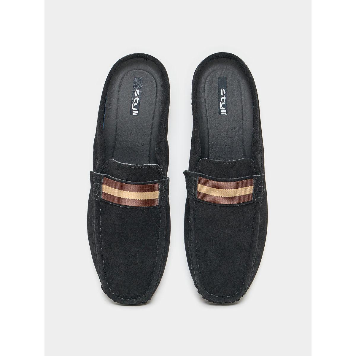 Styli Striped Design Suede Look Mule Loafers-men-shoes-loafersandmoccasins-image-4
