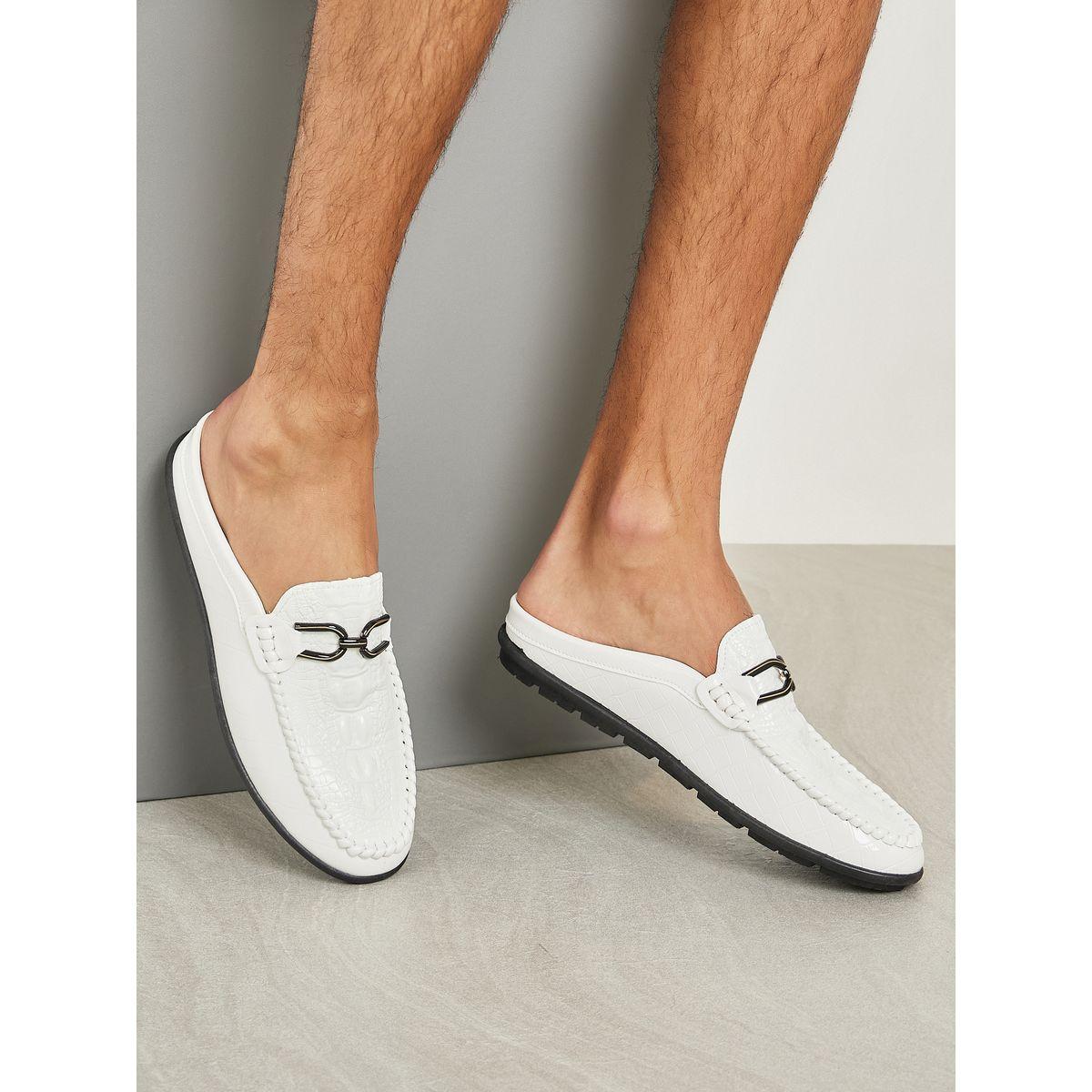 Styli Croc Texture Embellished Horsebit Buckle Mules-men-shoes-formalshoes-image-1