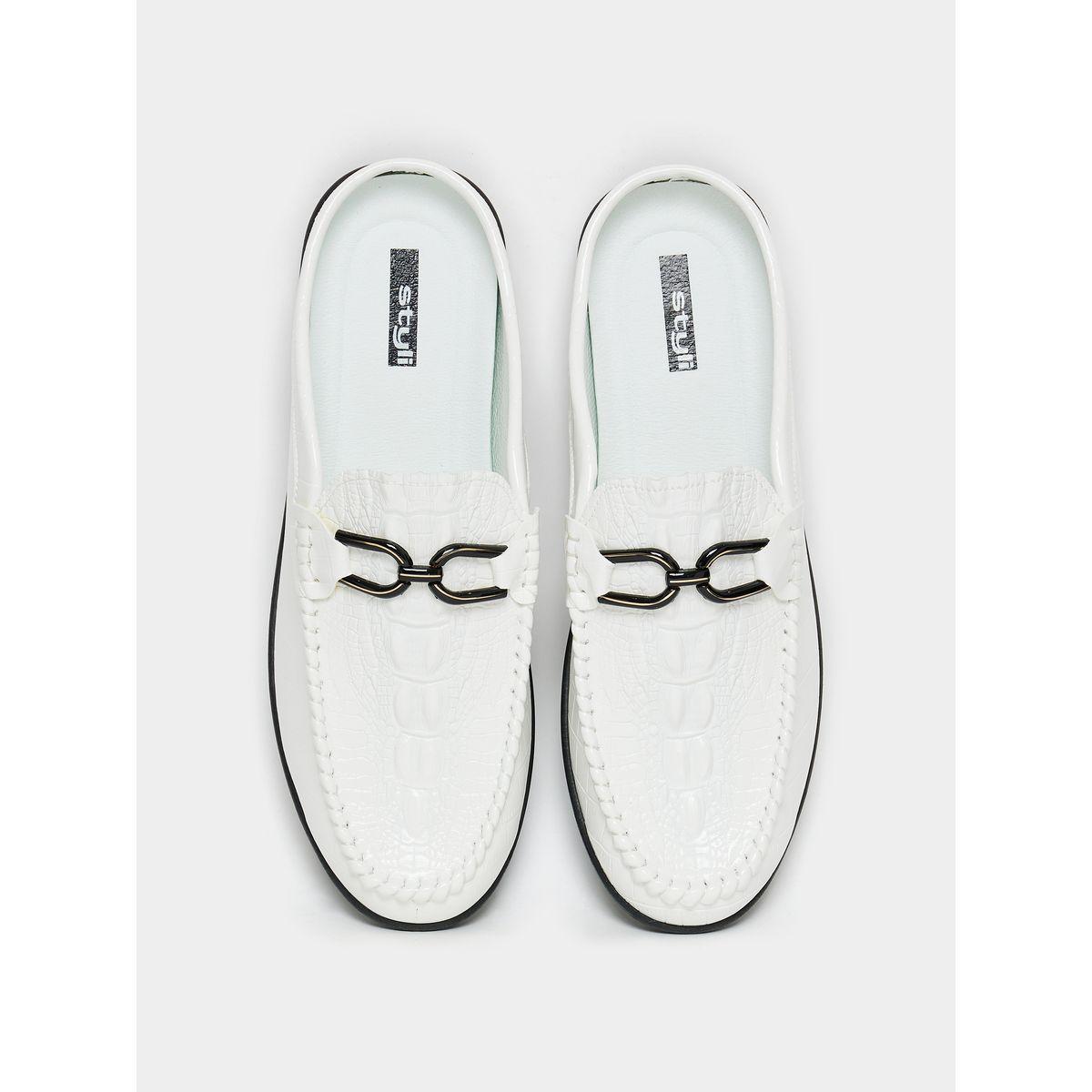Styli Croc Texture Embellished Horsebit Buckle Mules-men-shoes-formalshoes-image-5