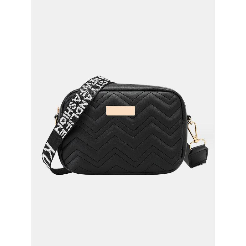 Styli Zig Zag Detail Camera Bag with Zip Closure-women-bagsandwallets-handbags-image-1