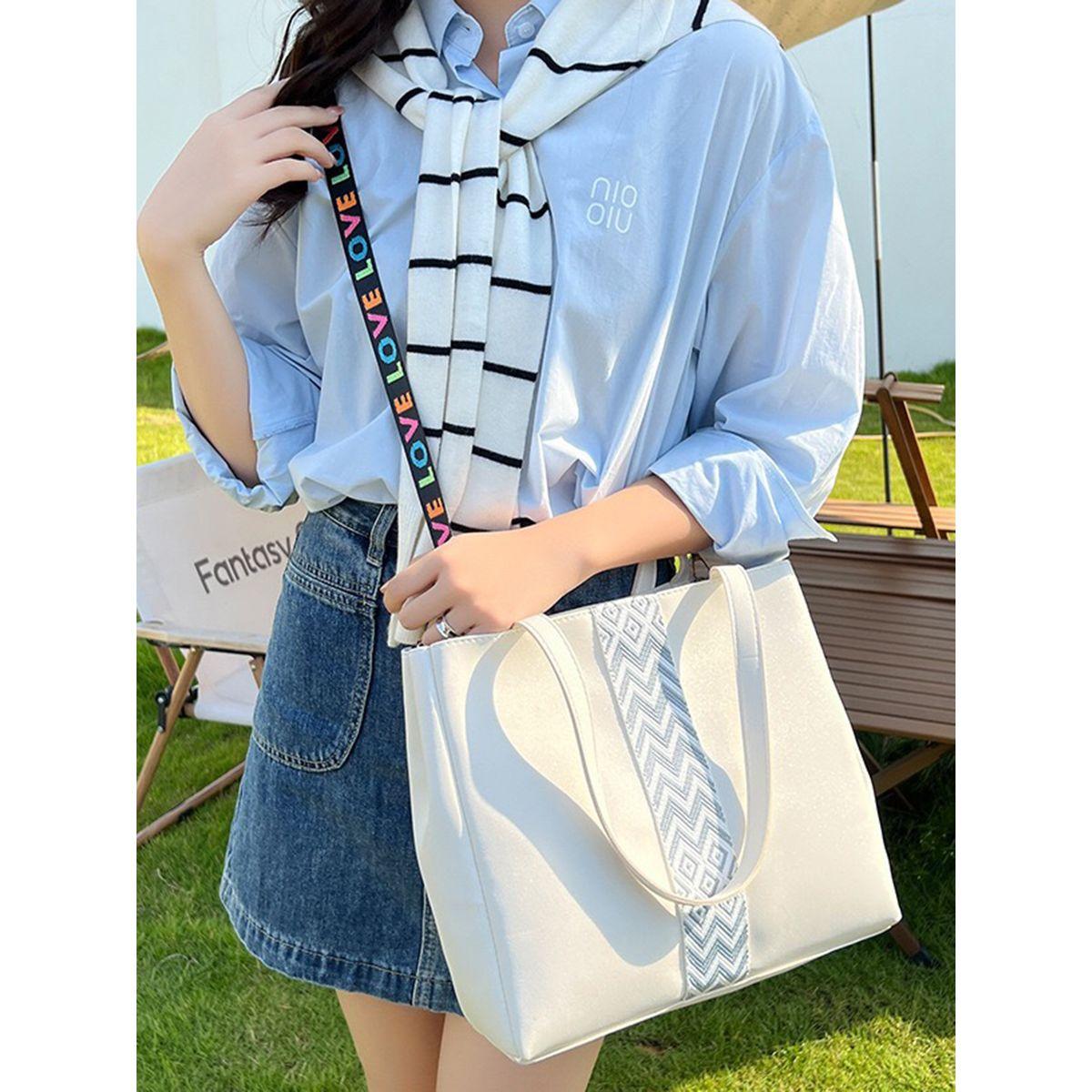 Styli Aztec Print Panel Tote Bag-women-bagsandwallets-handbags-image-1