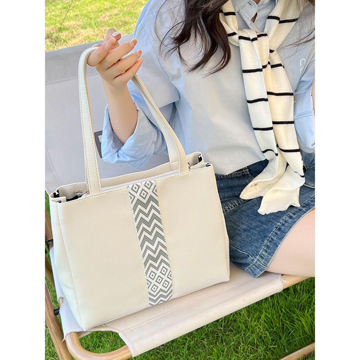 Styli Aztec Print Panel Tote Bag-women-bagsandwallets-handbags-image-2