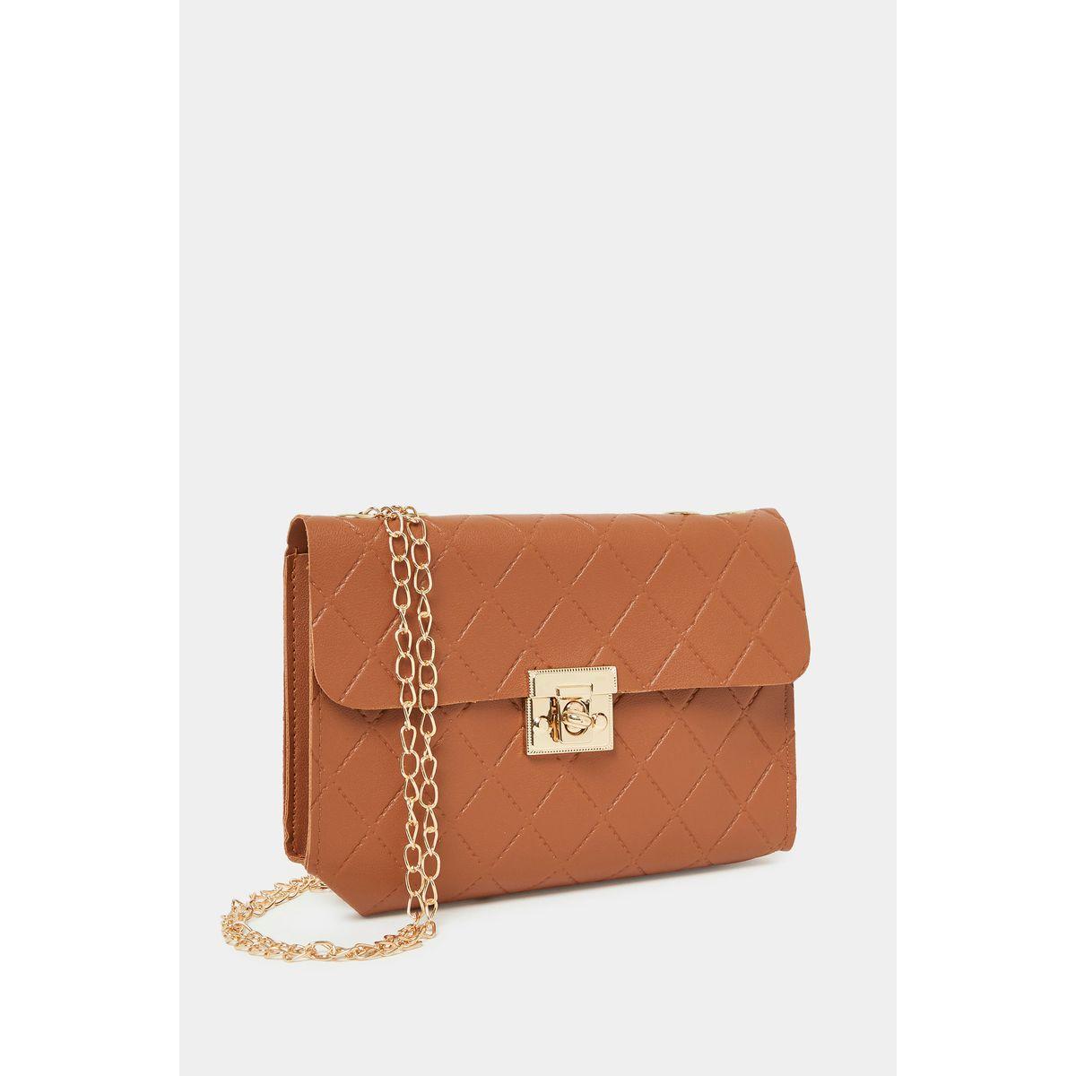 Styli Textured Crossbody Bag with Turn Lock-women-bagsandwallets-handbags-image-1