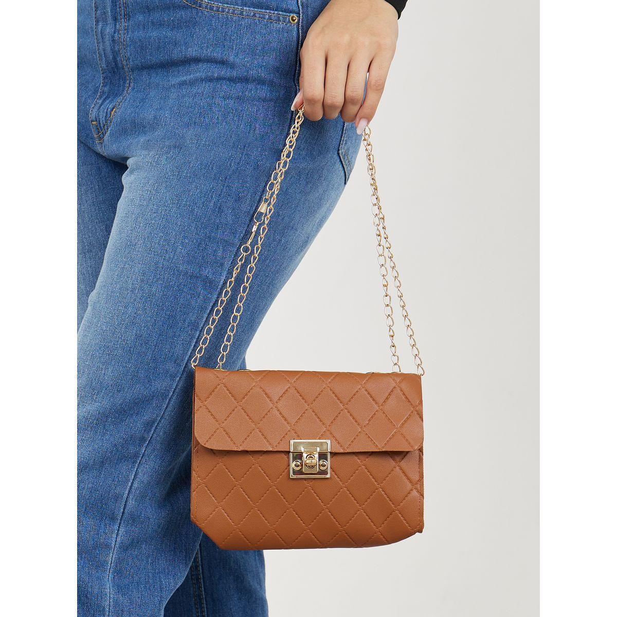 Styli Textured Crossbody Bag with Turn Lock-women-bagsandwallets-handbags-image-2