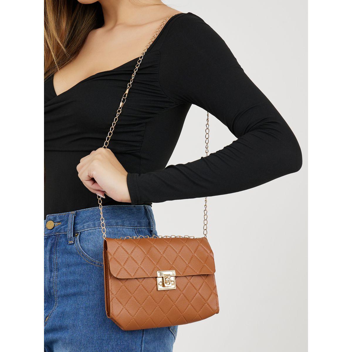Styli Textured Crossbody Bag with Turn Lock-women-bagsandwallets-handbags-image-3