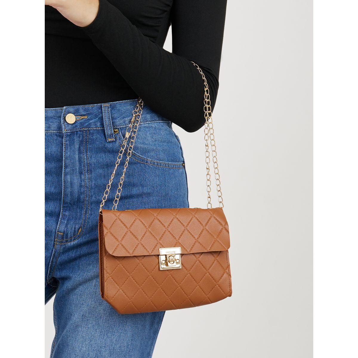Styli Textured Crossbody Bag with Turn Lock-women-bagsandwallets-handbags-image-4