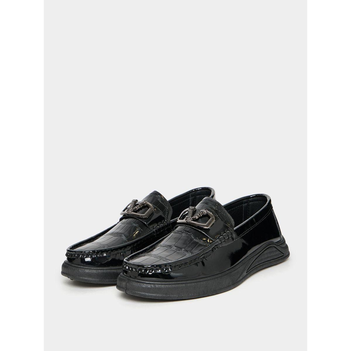 Styli Croc Skin Textured Embellished Loafers-men-shoes-formalshoes-image-2