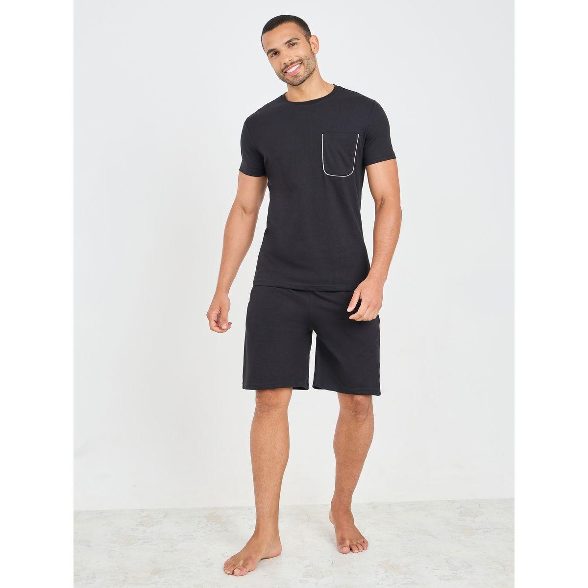Styli Unwind Contrast Piped Pocket Detail T-shirt and Short Set-men-clothing-nightwear-sets-image-1