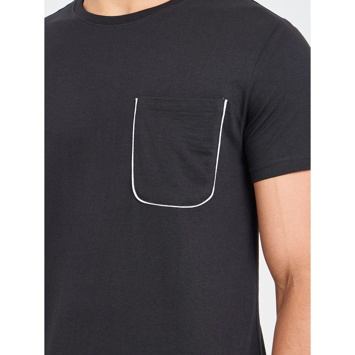 Styli Unwind Contrast Piped Pocket Detail T-shirt and Short Set-men-clothing-nightwear-sets-image-3