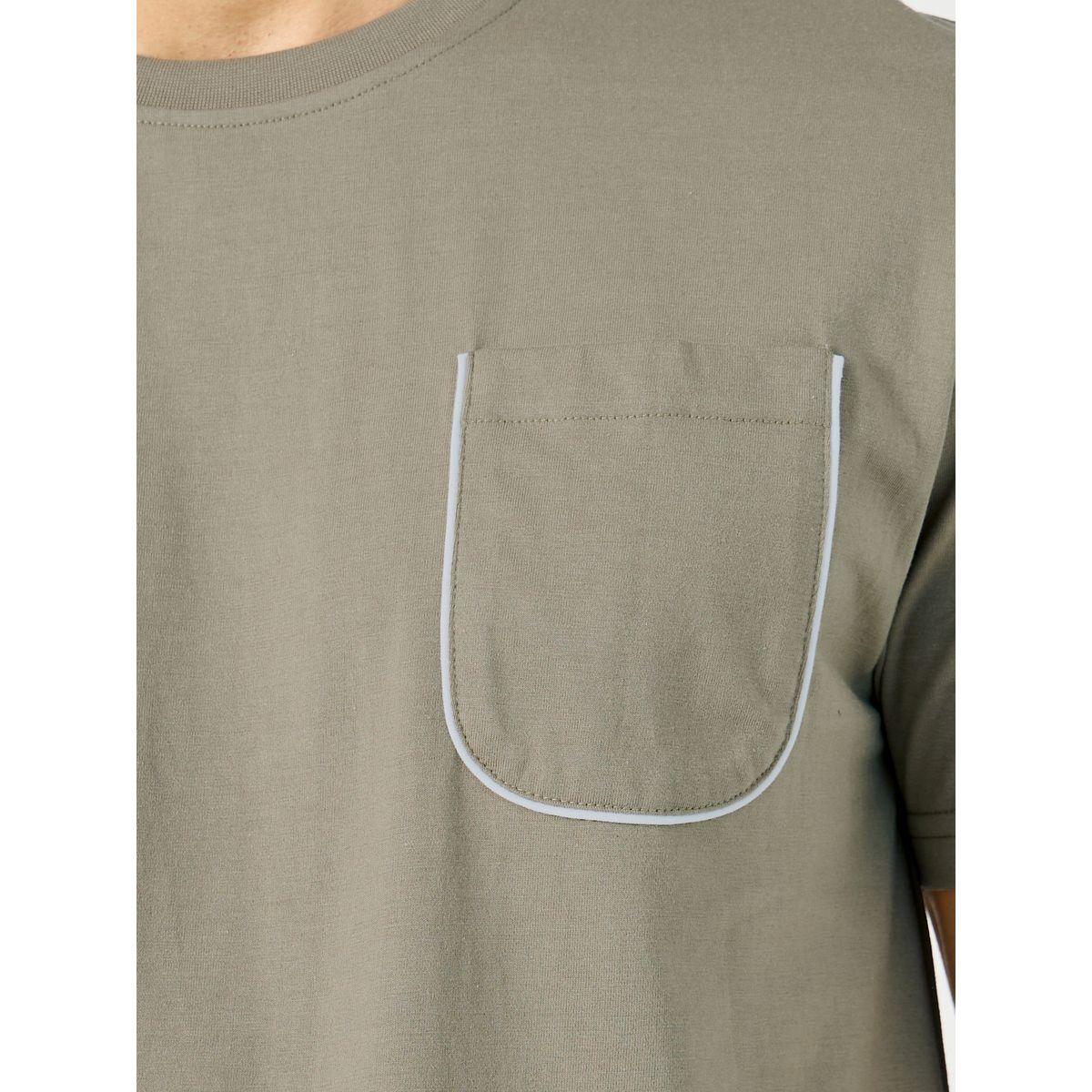 Styli Contrast Piped Pocket Detail T-Shirt and Short Pyjama Set-men-clothing-nightwear-pyjamaandshorts-image-3