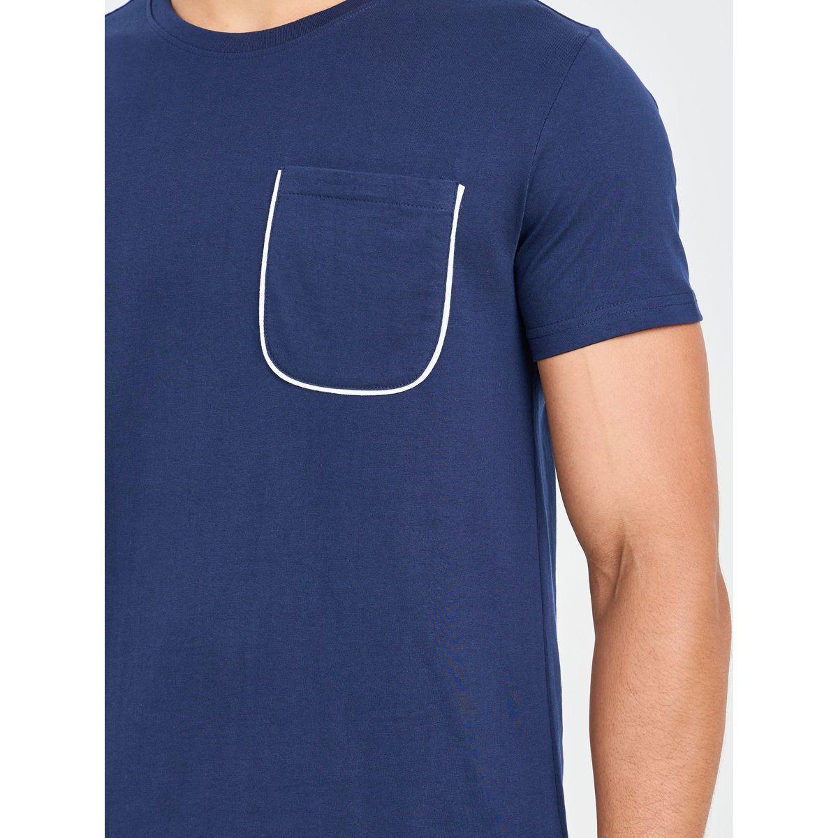 Styli Unwind Contrast Piped Pocket Detail T-shirt and Short Set-men-clothing-nightwear-sets-image-3