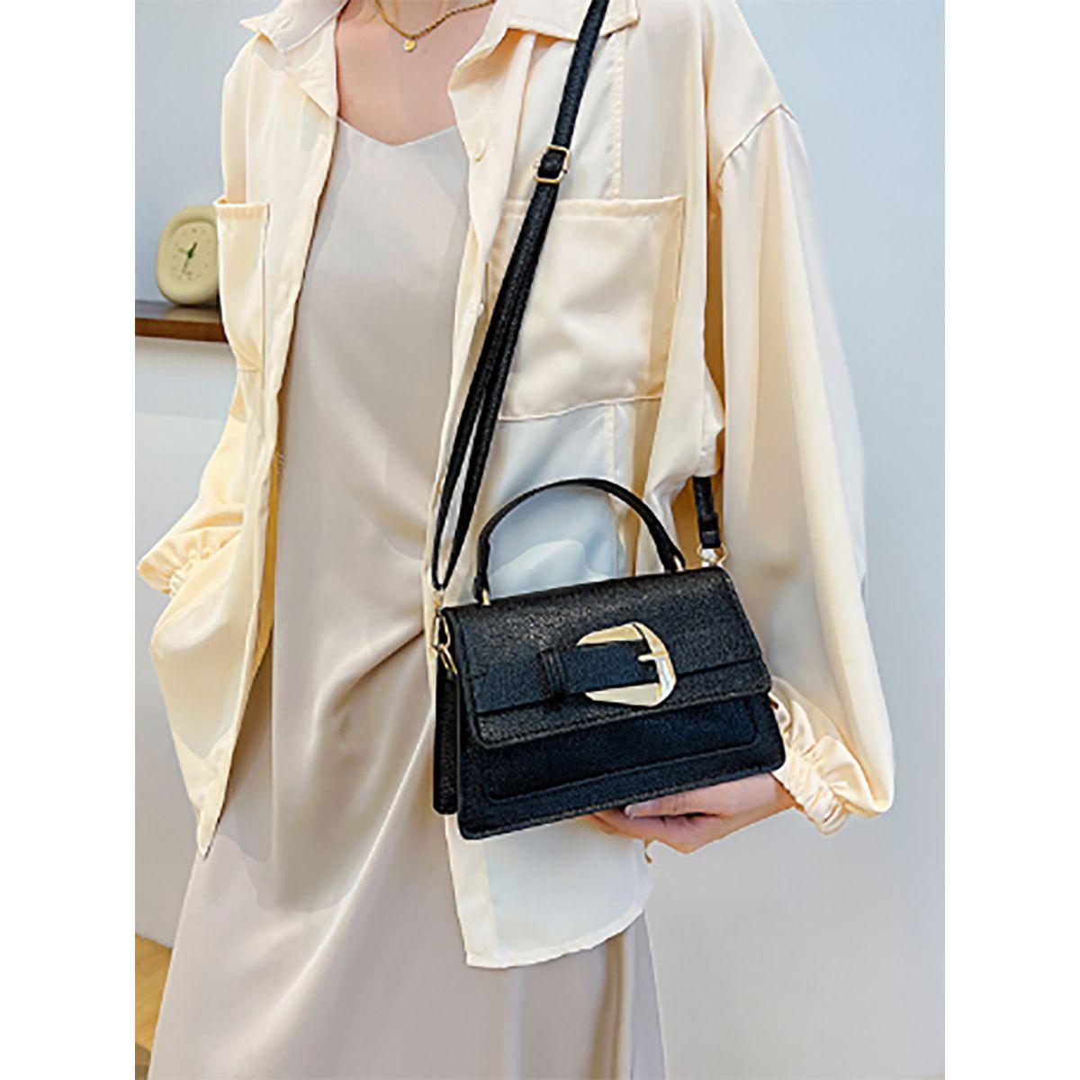 Styli Buckle Flap Detail Handbag with Strap-women-bagsandwallets-handbags-image-2
