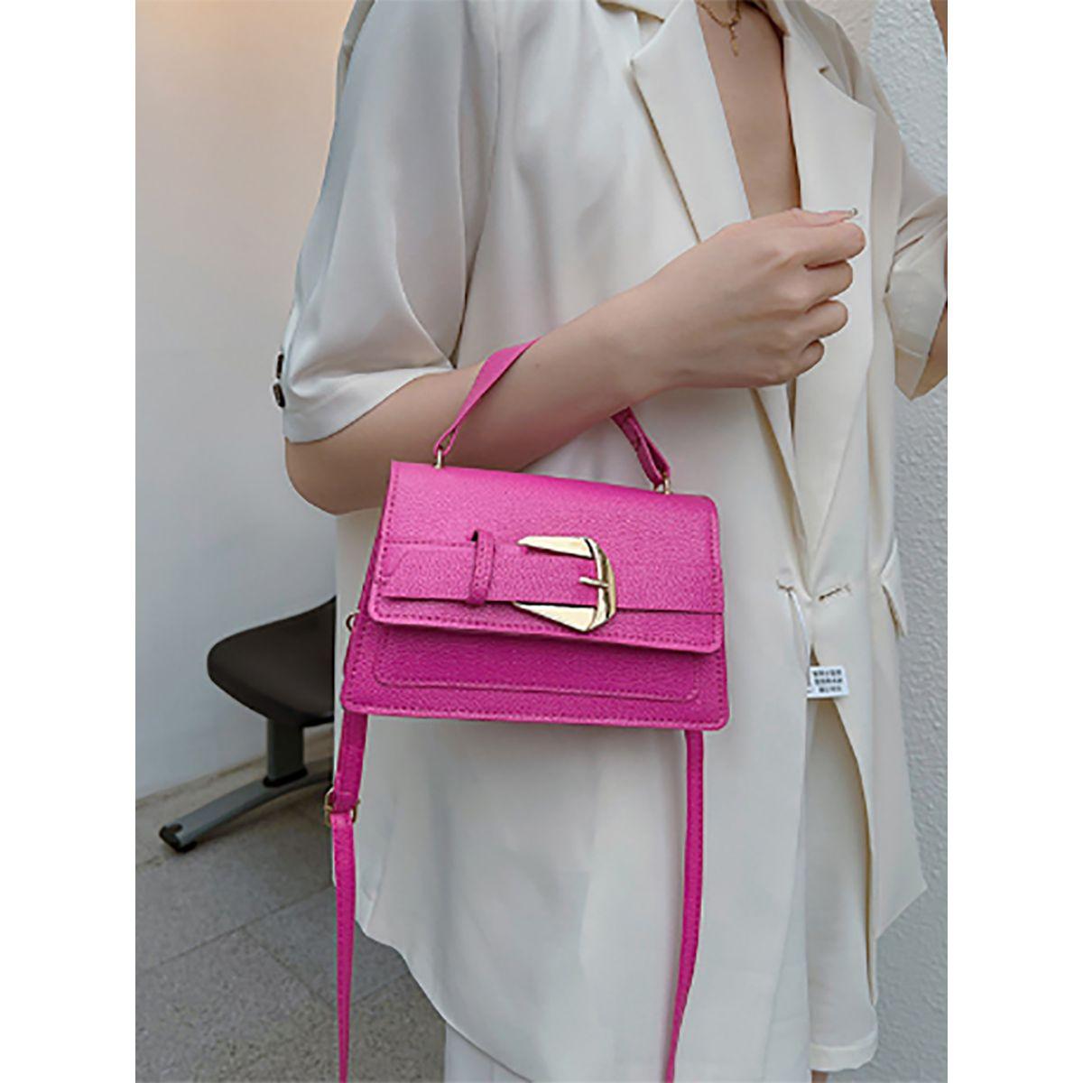 Styli Buckle Flap Detail Handbag with Strap-women-bagsandwallets-handbags-image-2