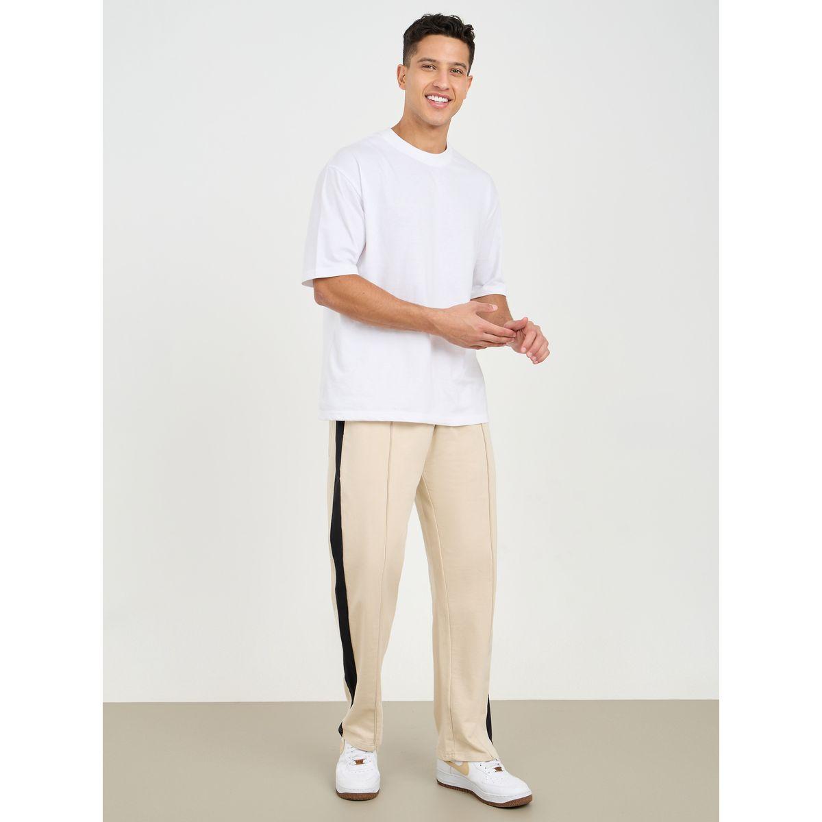 Styli Side Contrast Open Hem Relaxed Fit Joggers with Zip Pockets-men-clothing-bottoms-joggers-image-2