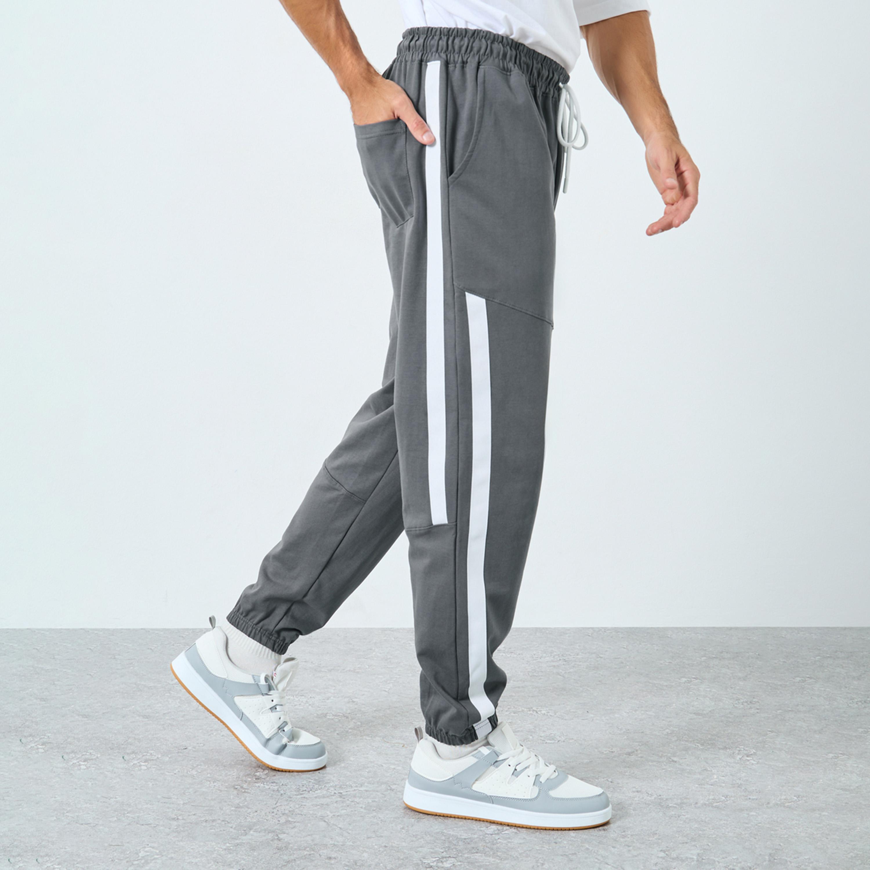 Styli Men Grey Jogbgers with Side Stripe-men-clothing-bottoms-joggers-image-1