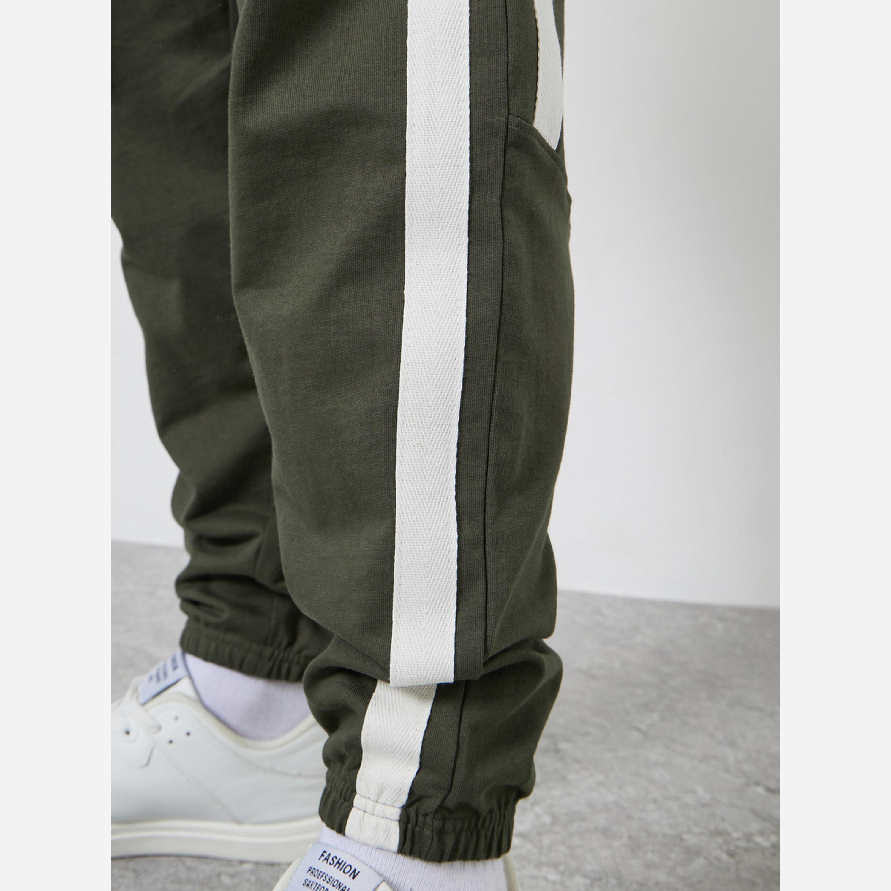 Styli Olive Green Twill Tape Oversize Joggers-men-clothing-bottoms-joggers-image-4